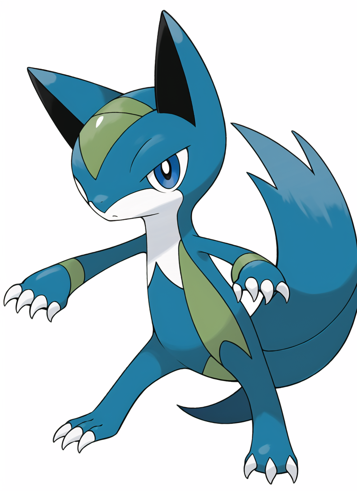 00402-3187489594-sugimori ken _(style_), grass and water pokemon, fox, full body, no humans, claws, white background, blue body,  ((masterpiece)).png